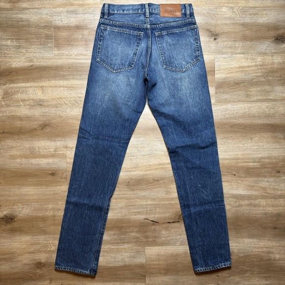 Han Selvedge Jeans Men 26x32 Blue Regular Fit Designer Modern Denim‎ Thrashed - Picture 3 of 12